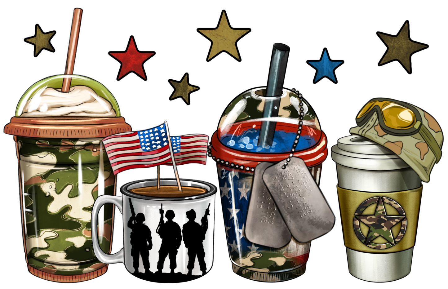 Army Cups Coffee DTF