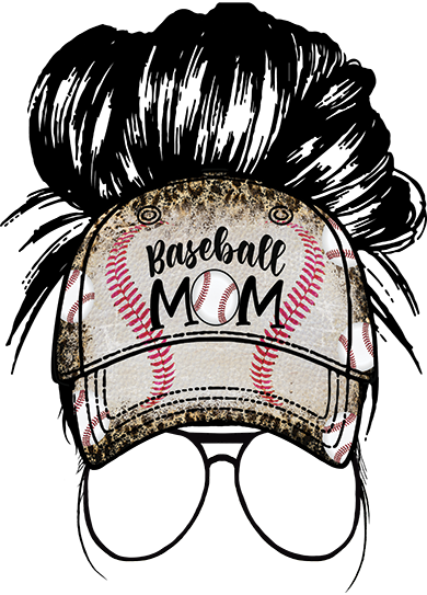 Baseball Mom Hat Messy Bun DTF