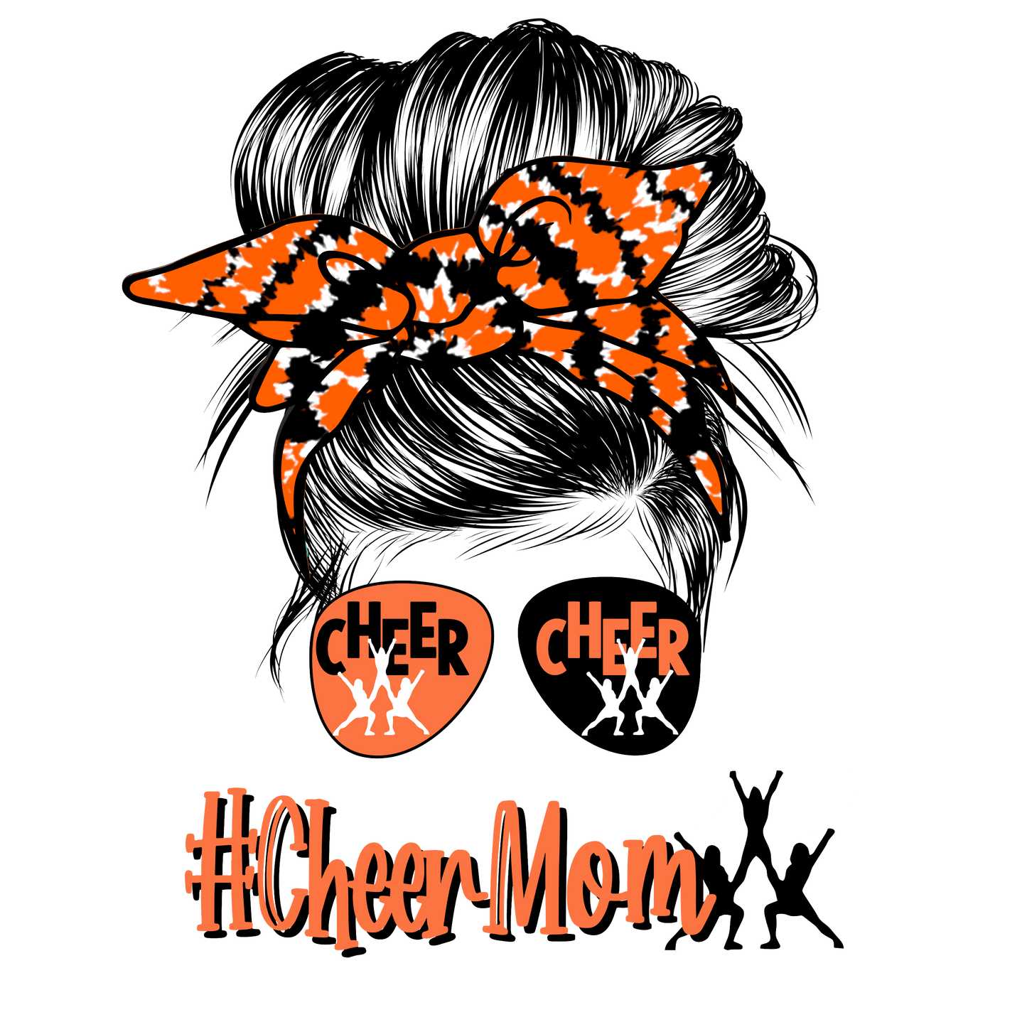 Cheer Mom Messy Bun Orange DTF