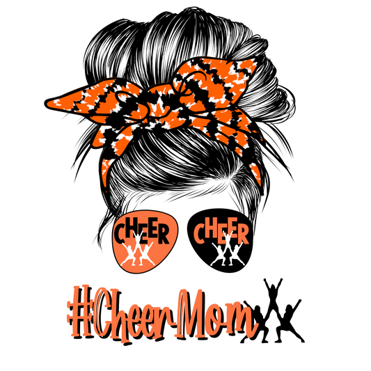 Cheer Mom Messy Bun Orange DTF