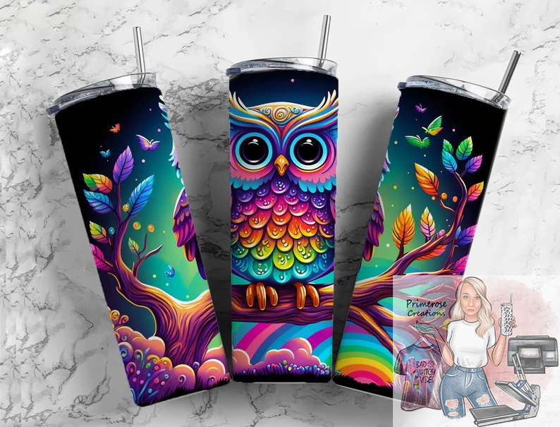 Colorful Owl Tumbler Wrap