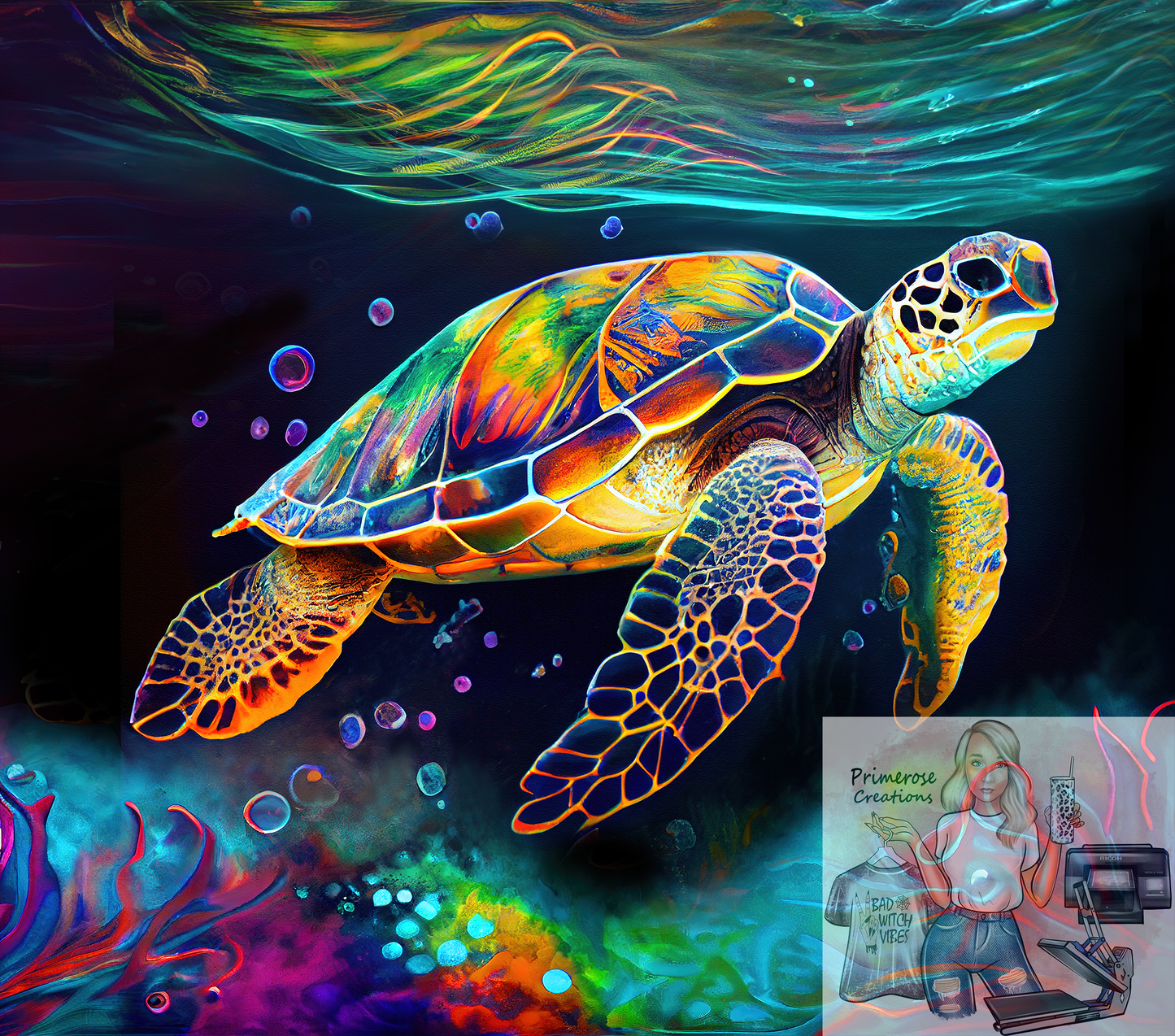 Colorful Sea Turtle Tumbler Wrap