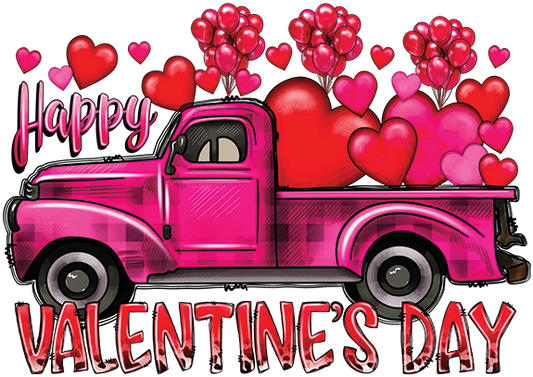 Happy Valentines Day Truck DTF