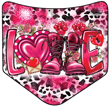 Love Boots Cow Print Pocket DTF