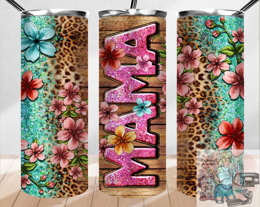 Mama Floral and Leopard Tumbler Wrap