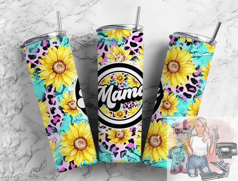 Mama Retro Sunflower Tumbler Wrap