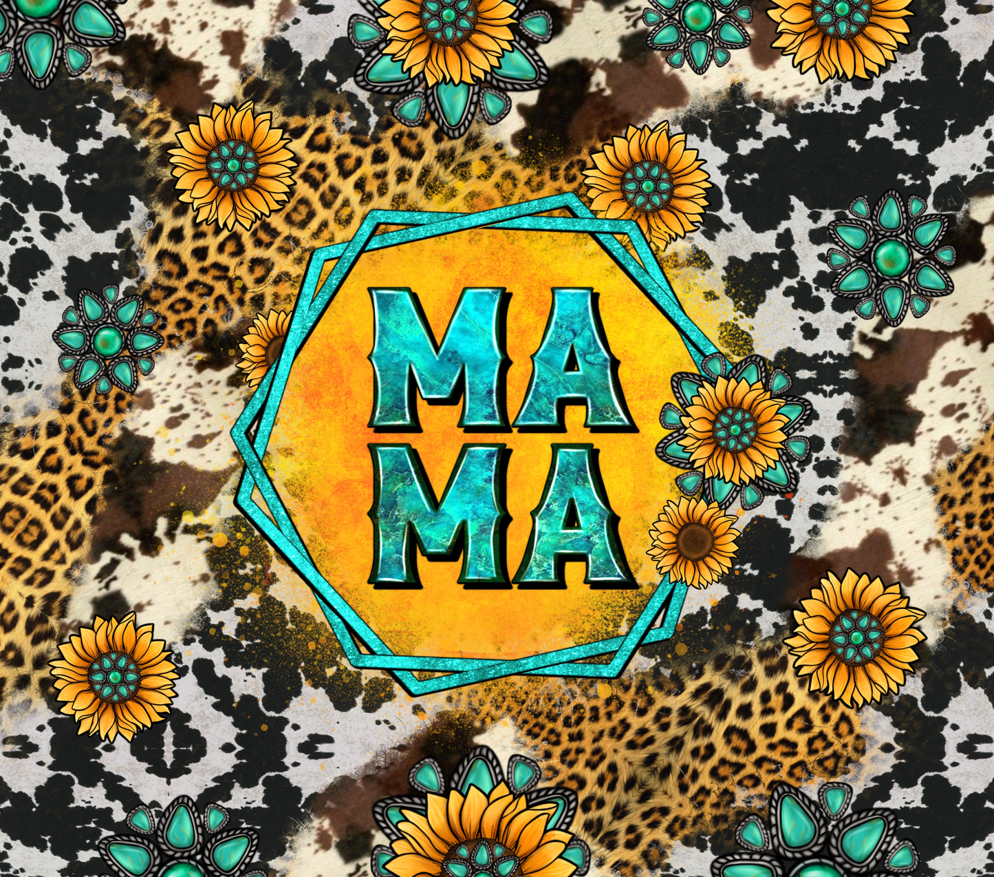 Mama Sunflower and Turquoise Tumbler Wrap