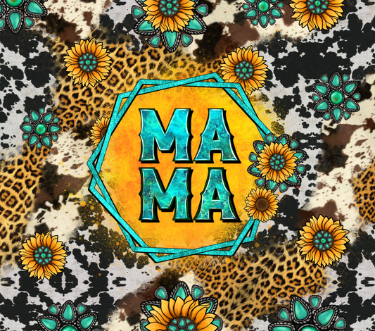 Mama Sunflower and Turquoise Tumbler Wrap