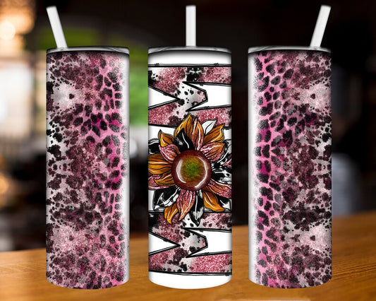 Mom Sunflower and Pink Cowhide Tumbler Wrap