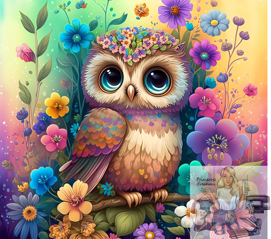 Owl and Flowers Tumbler Wrap