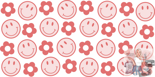 Smiley Face and Flowers Libbey Wrap