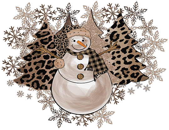 Snowman Leopard Christmas Trees DTF