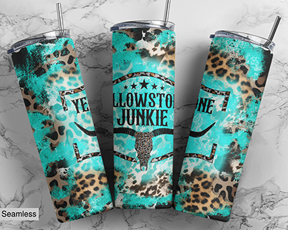 Yellowstone Junkie Turquoise and Cheetah Tumbler Wrap